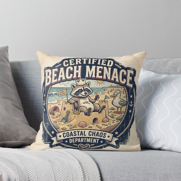 Item preview, Certified Beach Menace | Funny Raccoon Sandcastle Seagull Summer Art designed and sold by DmaarGroup.