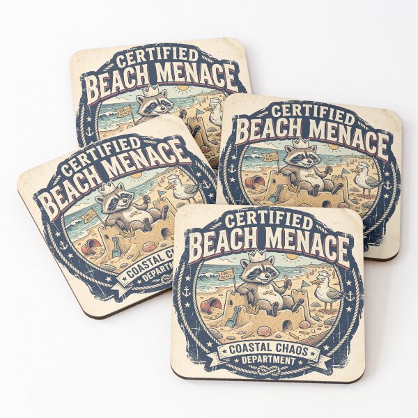 Item preview, Certified Beach Menace | Funny Raccoon Sandcastle Seagull Summer Art designed and sold by DmaarGroup.