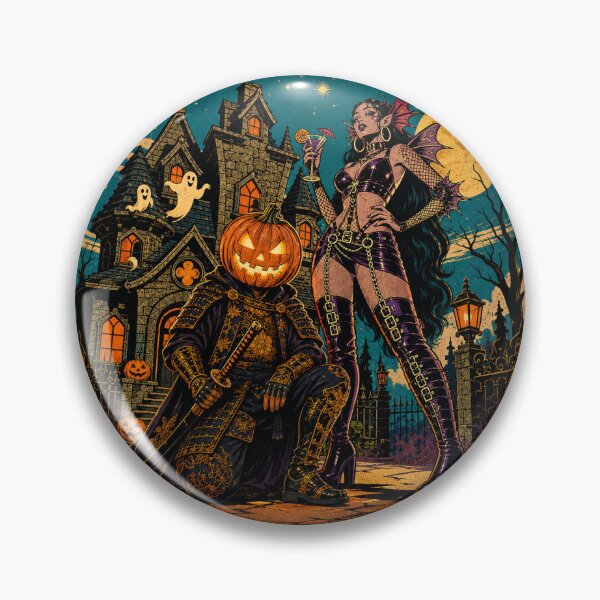 Item preview,  Headless Horseman Samurai & Club Queen - Retro Pop Halloween Art designed and sold by TheHorsemanRidesAgain.