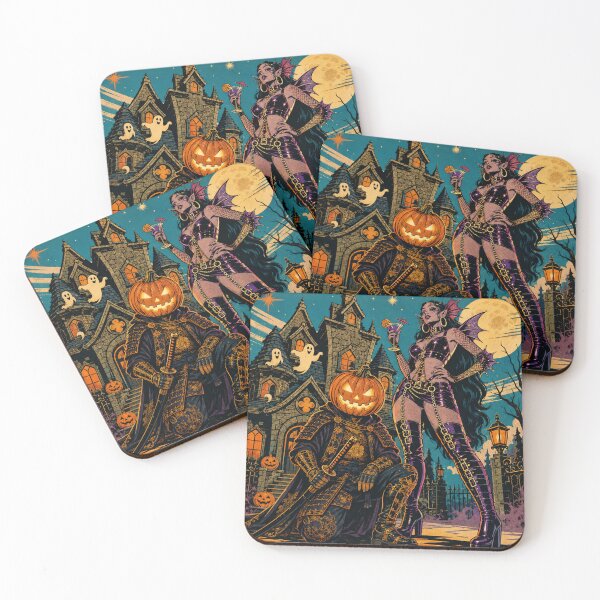 Item preview,  Headless Horseman Samurai & Club Queen - Retro Pop Halloween Art designed and sold by TheHorsemanRidesAgain.