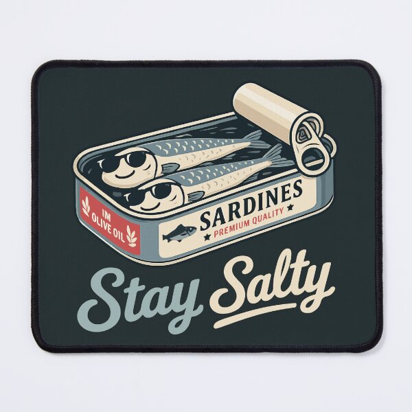Item preview, Stay Salty Vintage Sardine Can - Funny Retro Sardines designed and sold by Skryp-art.