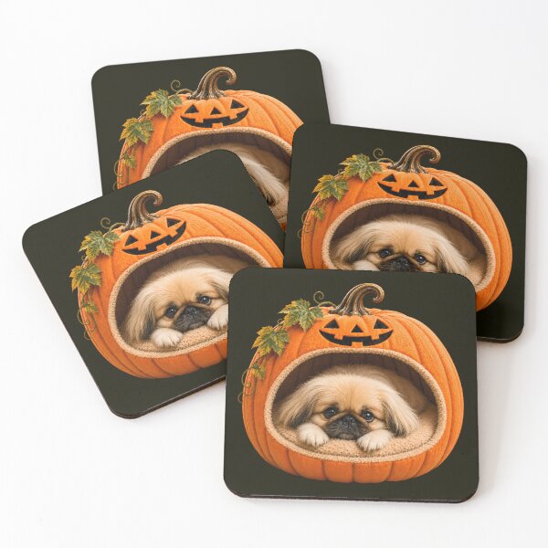 Item preview, Pekingese Halloween Pumpkin Dog – Cute Pekingese in Jack O Lantern Bed designed and sold by ManJiangHong.