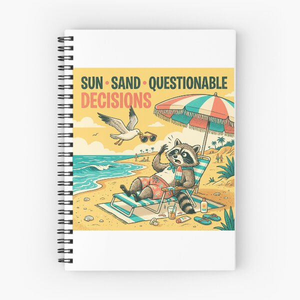 Item preview, Sun Sand Questionable Decisions | Funny Raccoon Beach Vacation Art designed and sold by DmaarGroup.