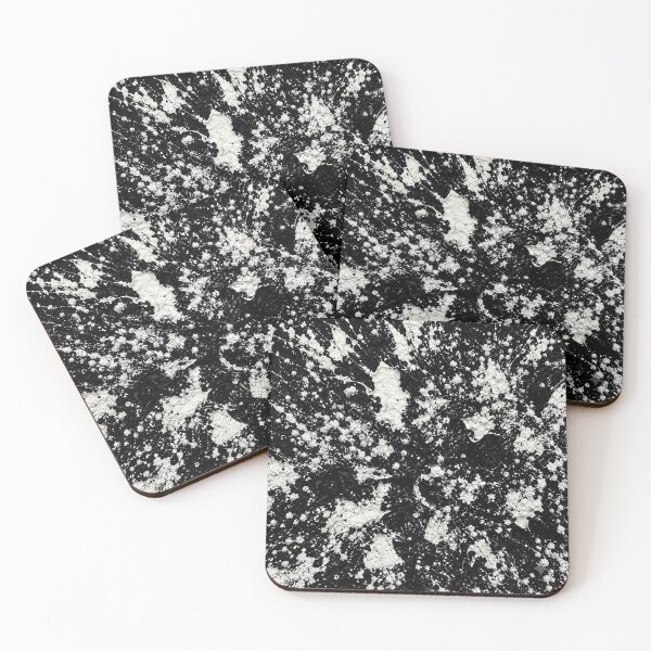 Item preview, Black and White Monochromatic Paint Splatter Abstract Art designed and sold by THE SPLATTERED HAUS BY SAGE BANKS.