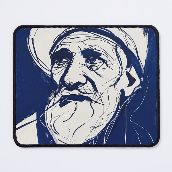 Item preview, Cypriot man, portrait - Blue Abstract Art designed and sold by shadow-bloom.