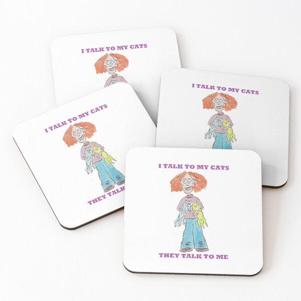 Item preview, Girl talks to her cats designed and sold by Inky Fingers Illustrations.