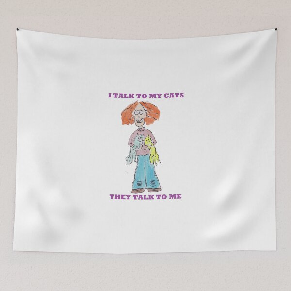 Item preview, Girl talks to her cats designed and sold by Inky Fingers Illustrations.