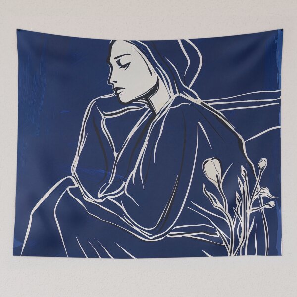 Item preview, Cypriot woman - Blue Abstract Art designed and sold by shadow-bloom.