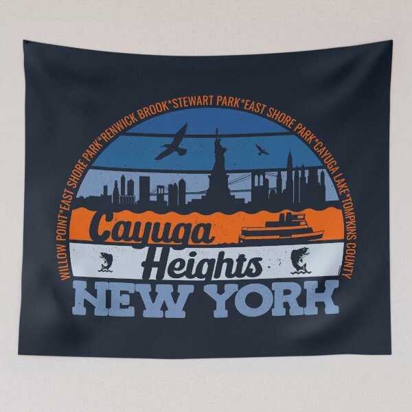 Item preview, Cayuga Heights New York Sunset Retro Vintage Local Pride Logo designed and sold by CRHPOD20.