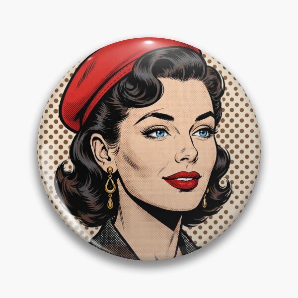 Item preview, Vintage Pop Art Girl with Red Beret and Scar - Retro Comic Art designed and sold by MAISON SYLVIE.