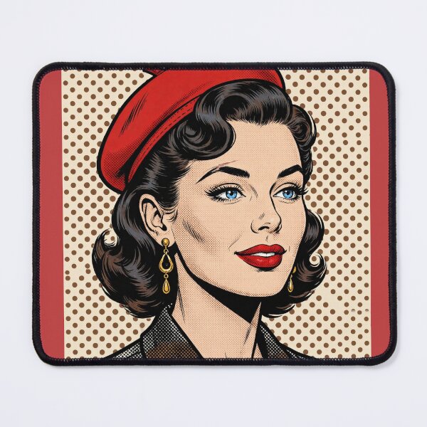 Item preview, Vintage Pop Art Girl with Red Beret and Scar - Retro Comic Art designed and sold by MAISON SYLVIE.
