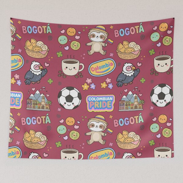 Item preview, Colombia Cute Collage Pastel Seamless Pattern designed and sold by HowToCanadian.