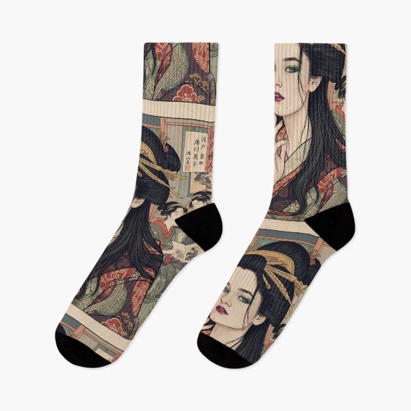 Item preview, Japanese Ukiyo-e Geisha Woodblock Art Modern Vintage Fusion designed and sold by TwinTorious.
