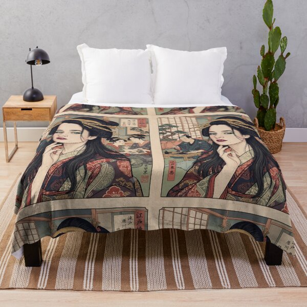 Item preview, Japanese Ukiyo-e Geisha Woodblock Art Modern Vintage Fusion designed and sold by TwinTorious.