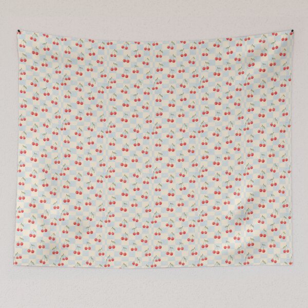 Item preview,  Cherries on Blue Checkerboard –  Watercolor Summer Pattern designed and sold by The Chill Paw .