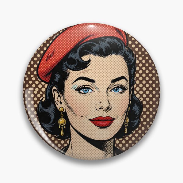 Item preview, Vintage Pop Art Girl with Red Beret and Scar - Retro Comic Art designed and sold by MAISON SYLVIE.