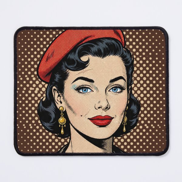 Item preview, Vintage Pop Art Girl with Red Beret and Scar - Retro Comic Art designed and sold by MAISON SYLVIE.