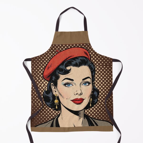 Item preview, Vintage Pop Art Girl with Red Beret and Scar - Retro Comic Art designed and sold by MAISON SYLVIE.