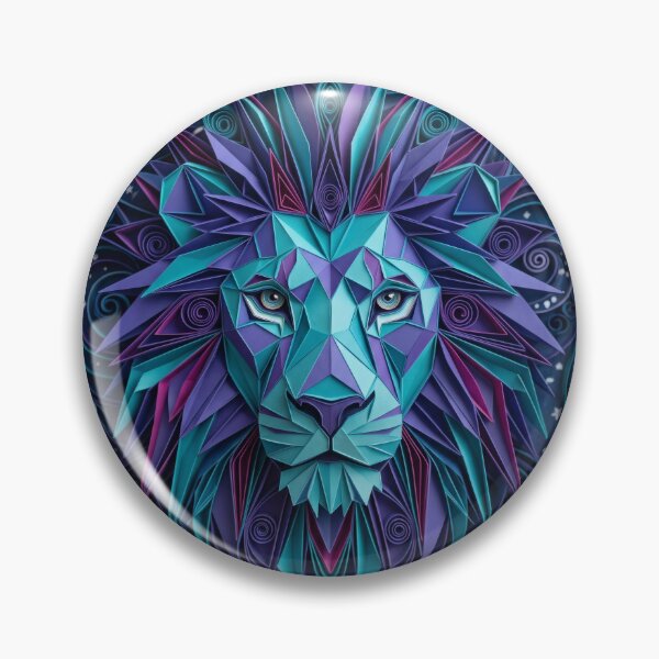 Item preview, Geometric quilled leo zodiac lion in teal starfield designed and sold by Osmose-Studio ⭐⭐⭐⭐⭐.