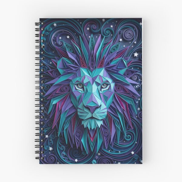 Item preview, Geometric quilled leo zodiac lion in teal starfield designed and sold by Osmose-Studio ⭐⭐⭐⭐⭐.