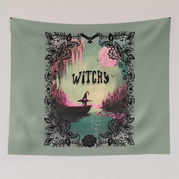 Item preview, Witchy Pink Moon Misty Swamp Gothic Art designed and sold by ArtistsAtticWI.