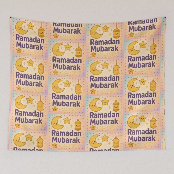 Item preview, Ramadan Mubarak Greeting Card (V.2) -Cute Lantern Moon and Star Design designed and sold by D-Islamic.