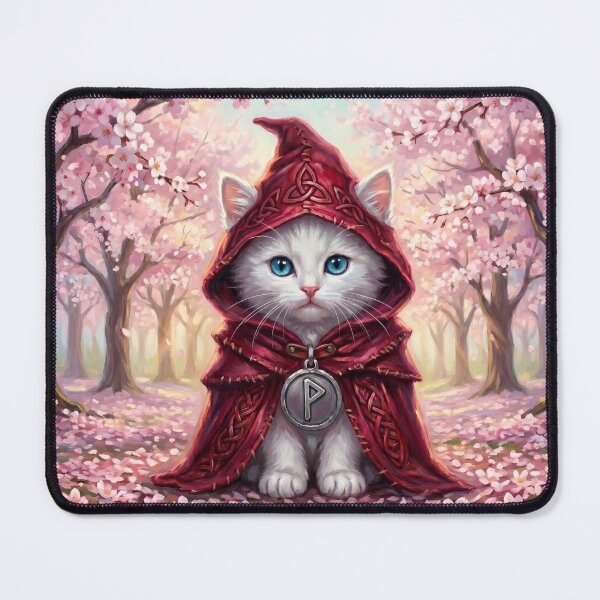 Item preview, Herald of the Vernal Light - Celtic Folklore White Cat in Spring designed and sold by Englandbear.