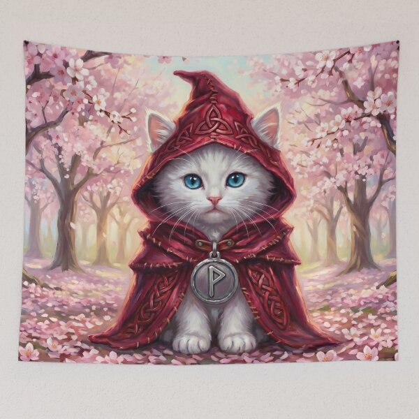 Item preview, Herald of the Vernal Light - Celtic Folklore White Cat in Spring  designed and sold by Englandbear.