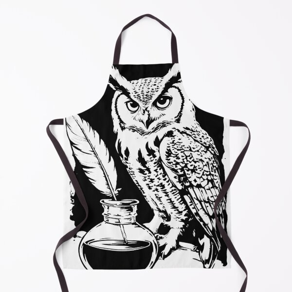 Item preview, Wise Owl Inkwell Quill - Vintage Linocut Dark Academia Scholar designed and sold by cyareq.