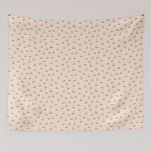 Item preview, Cherries in a Wavy pink Lattice –  Watercolor Summer Pattern designed and sold by The Chill Paw .