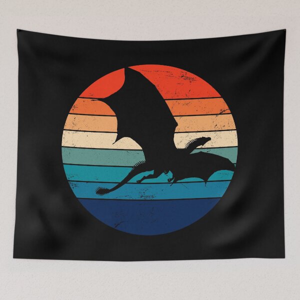 Item preview, Dragon Flying in the Sky Retro Circle Design designed and sold by WigOutlet.