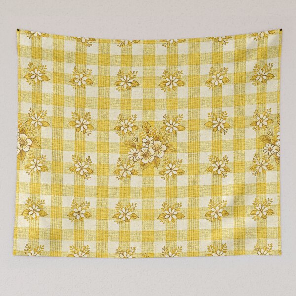 Item preview, Sunny Lemon Blossom Gingham Pattern designed and sold by Storybook Botanica.