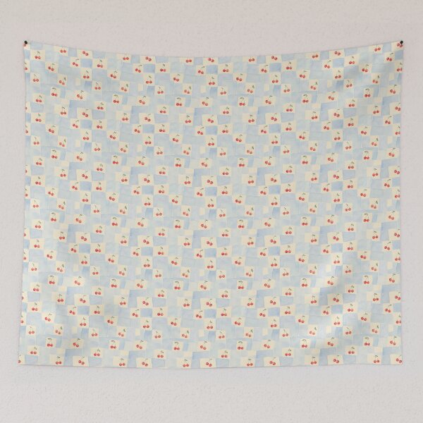 Item preview, Cherries on Blue Checkerboard –  Watercolor Summer Pattern designed and sold by The Chill Paw .