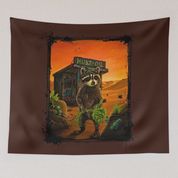Item preview, Raccoon in the Wasteland Whimsical Painting designed and sold by ArtistsAtticWI.