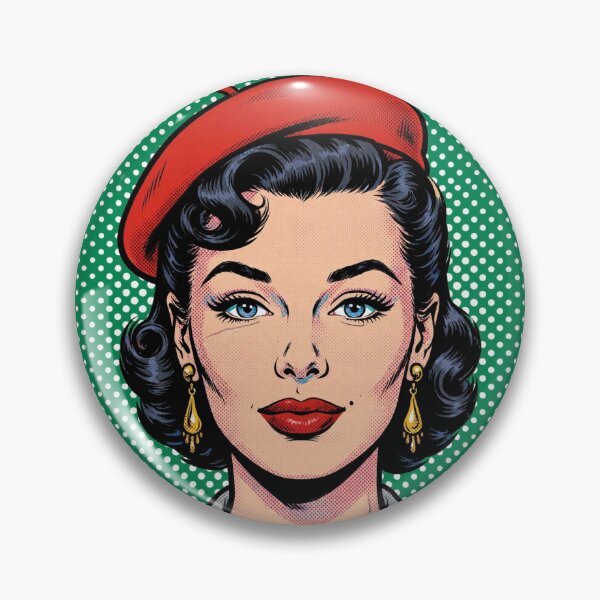 Item preview, Emerald Pop Art Woman Red Beret - Vintage Retro Comic Portrait designed and sold by MAISON SYLVIE.