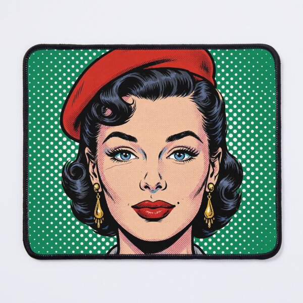 Item preview, Emerald Pop Art Woman Red Beret - Vintage Retro Comic Portrait designed and sold by MAISON SYLVIE.