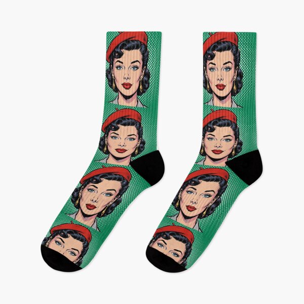 Item preview, Emerald Pop Art Woman Red Beret - Vintage Retro Comic Portrait designed and sold by MAISON SYLVIE.