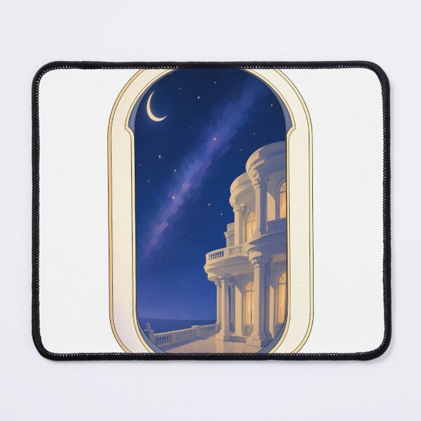 Item preview, Mediterranean Moonlit Mansion Back Print | Elegant Coastal Night Landscape Shirt designed and sold by Luna Haven.