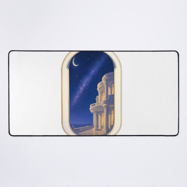 Item preview, Mediterranean Moonlit Mansion Back Print | Elegant Coastal Night Landscape Shirt designed and sold by Luna Haven.