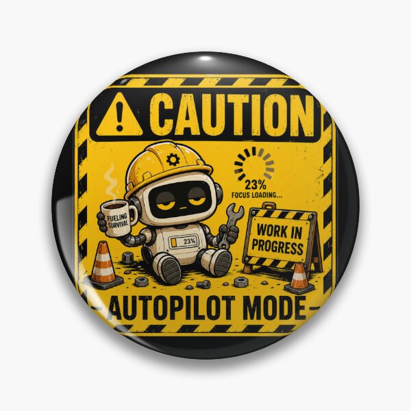 Item preview, Caution: Autopilot Mode | Funny Robot Warning Sticker & T-Shirt designed and sold by FuzzDrive.
