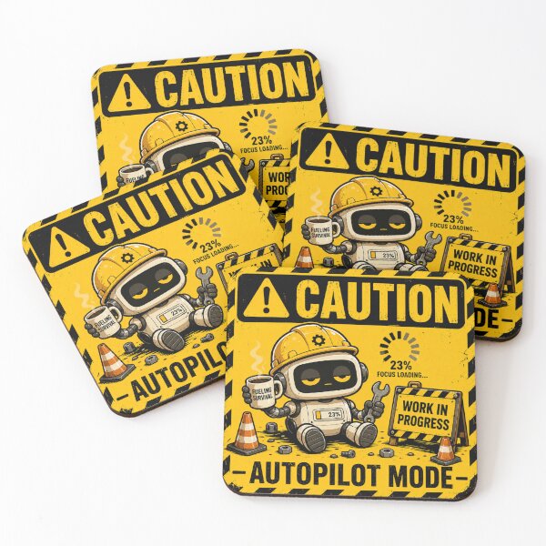 Item preview, Caution: Autopilot Mode | Funny Robot Warning Sticker & T-Shirt designed and sold by FuzzDrive.