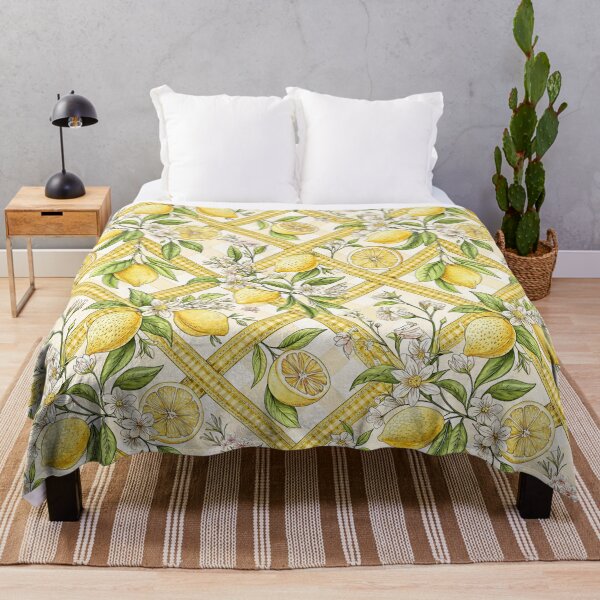 Item preview, Lemon Blossom Gingham Trellis Pattern designed and sold by Storybook Botanica.