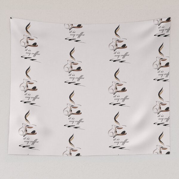 Item preview, Cute Black Cat and Coffee Aesthetic Illustration designed and sold by PrintforDesign.