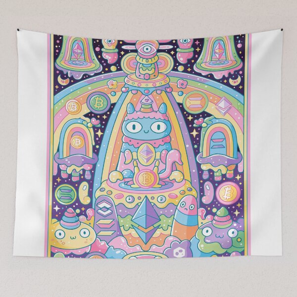 Item preview, Whimsical Crypto Cat Rainbow Dreams designed and sold by Romgora.
