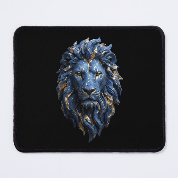 Item preview, Blue and Gold Marble Lion Head designed and sold by Dakson Design - Fantasy Art.