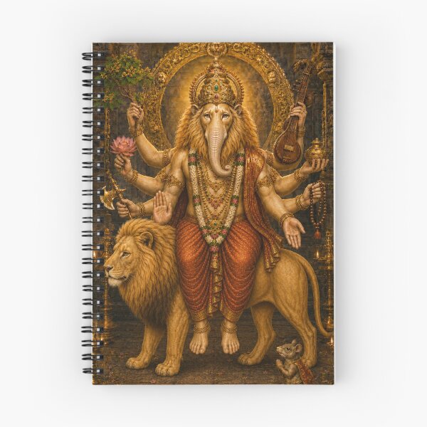 Item preview, Simha Ganapati Riding Lion – 32 Forms of Ganesha Devotional Art designed and sold by Homyar.