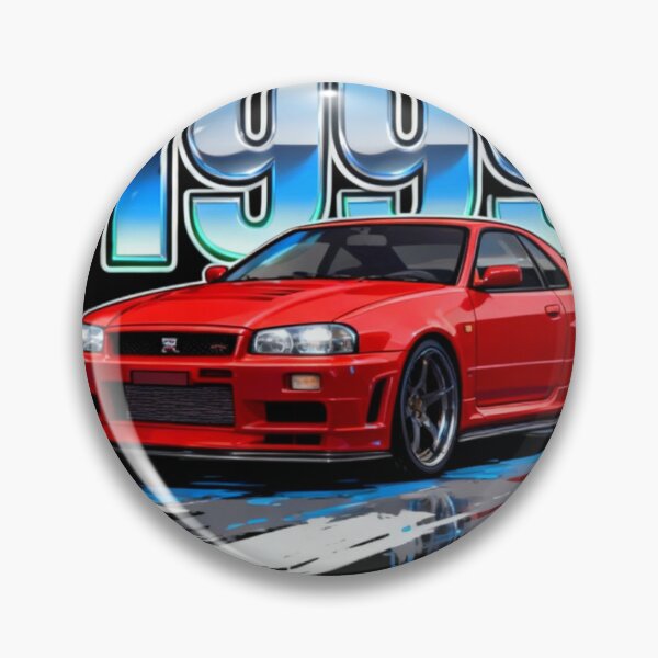 Item preview, 1999 Red Nissan Skyline GT-R R34 Vintage JDM Sports Car Graphic Art designed and sold by Bubble-Bay Shop.