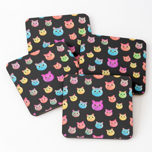 Item preview, Colorful Kawaii Cat Faces Pattern – Cute Rainbow Kitty Design designed and sold by IMuDesigner.