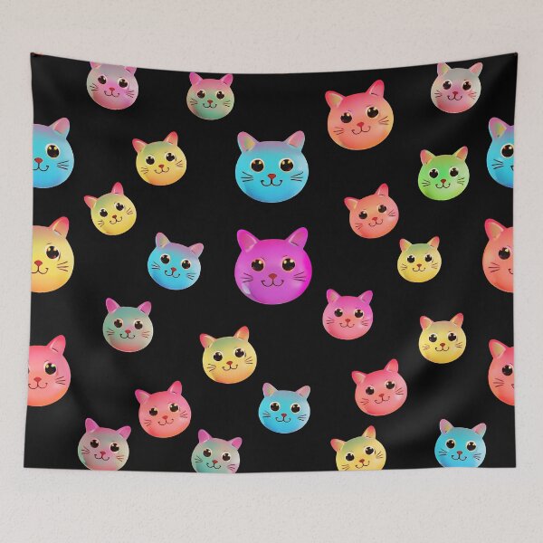 Item preview, Colorful Kawaii Cat Faces Pattern – Cute Rainbow Kitty Design designed and sold by IMuDesigner.