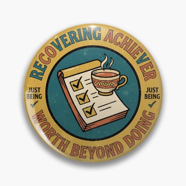 Item preview, Recovering Achiever Worth Beyond Doing Retro Badge designed and sold by DuckOddity.